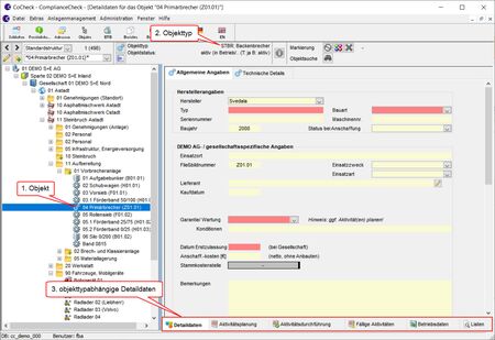 Vereinfachte CoCheck-Objektstruktur für einen Steinbruch